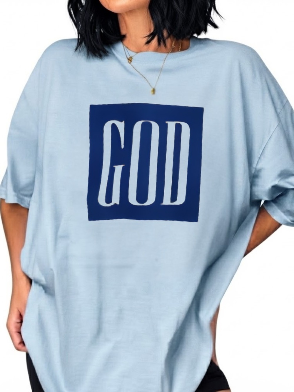 God Gap Logo Parody Christian Religion Faith Vintage Light Blue T-Shirt